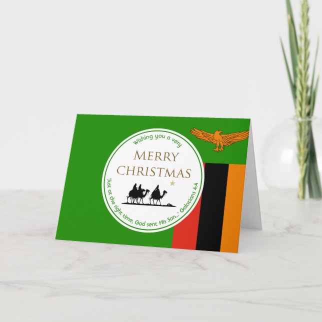 Tarjeta Festiva ZAMBIA FLAG Tres sabios Navidades de las escritura (Anverso)