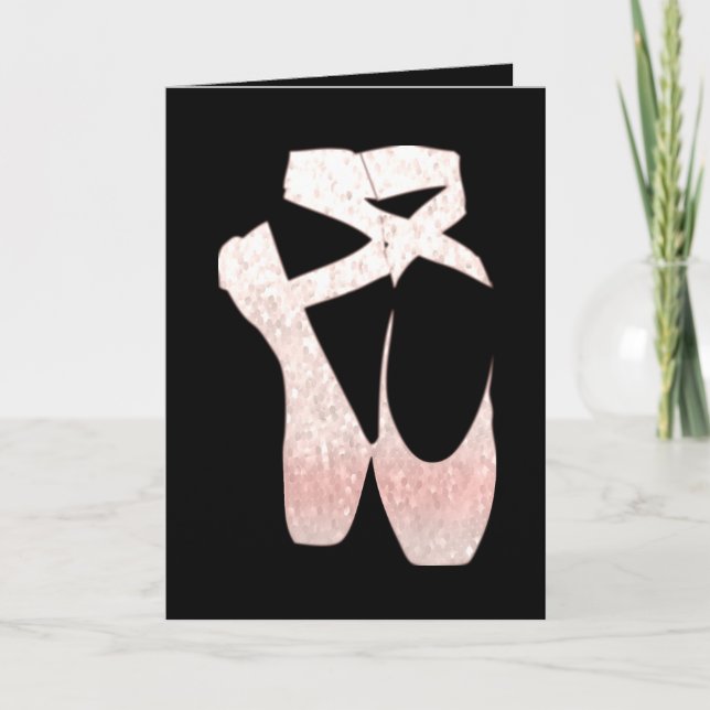 Tarjeta Festiva Zapatos de ballet rosa gradiente suave (Anverso)