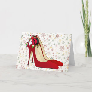 Tarjeta Festiva Zapatos rojos de tacón alto / Santa Elf