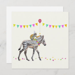 Tarjeta Festiva Zebra balloon party