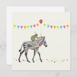 Tarjeta Festiva Zebra balloon party