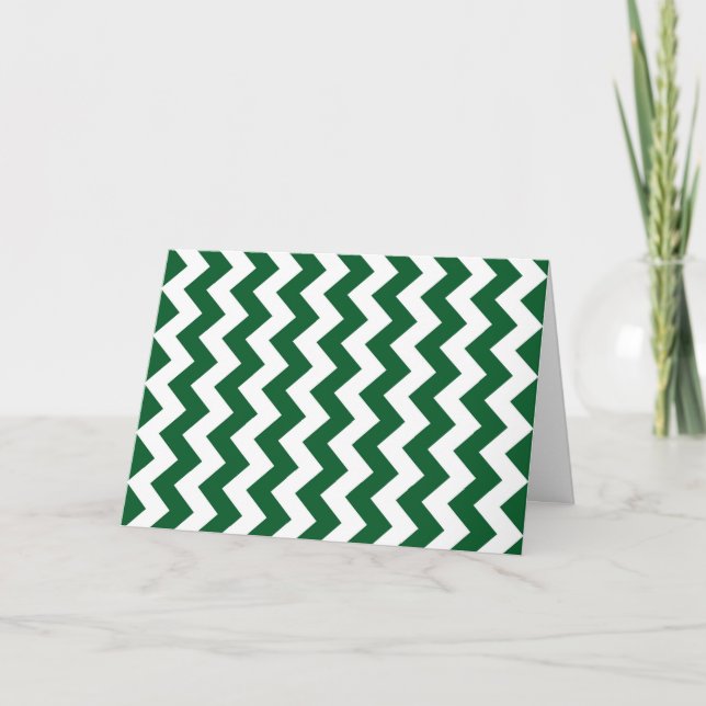 Tarjeta Festiva Zigzag verde y blanco (Anverso)