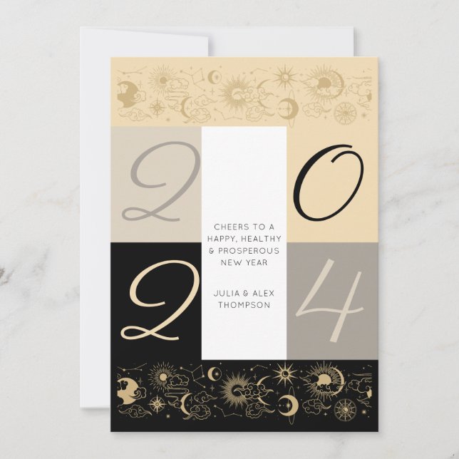 Tarjeta Festiva Zodiac celestial vitorea negocios de Año Nuevo sin (Anverso)