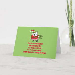 Tarjeta Festiva Zombi Claus (verde)