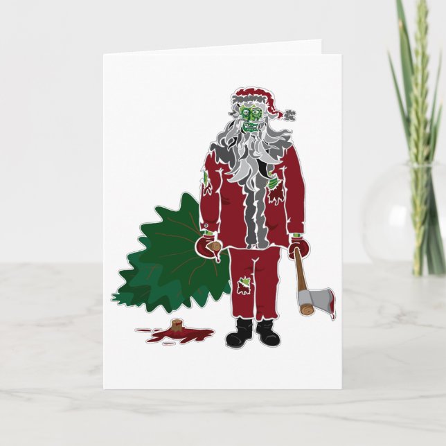 Tarjeta Festiva Zombi Papá Noel (Anverso)