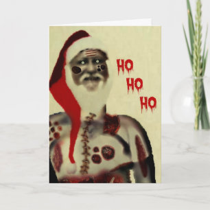 Tarjeta Festiva Zombi sangriento Papá Noel