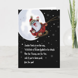 Tarjeta Festiva zombi santa