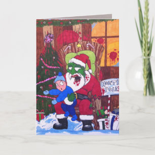 Tarjeta Festiva Zombi Santa de Eatings de la estación