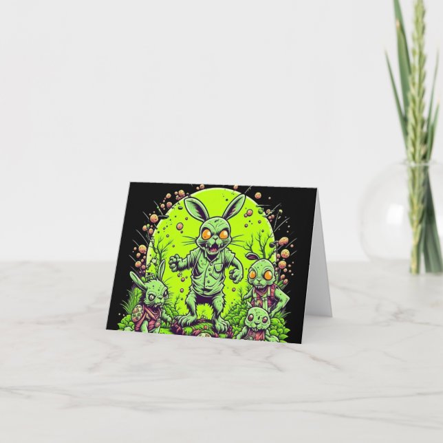 Tarjeta Festiva Zombie Easter Bunny (Anverso)
