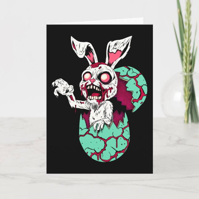 Tarjeta Festiva Zombie Easter Bunny (Anverso)