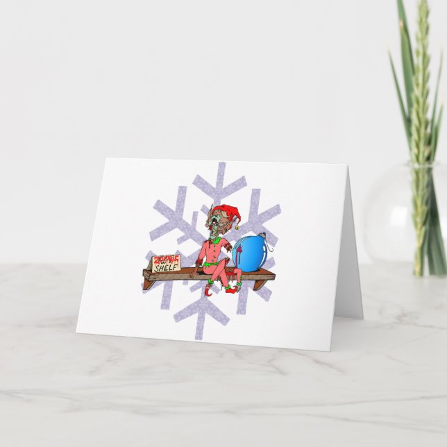 Tarjeta Festiva Zombie en una repisa (Anverso)