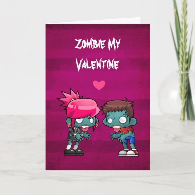Tarjeta Festiva Zombie My Valentine Creepy Cute (Anverso)