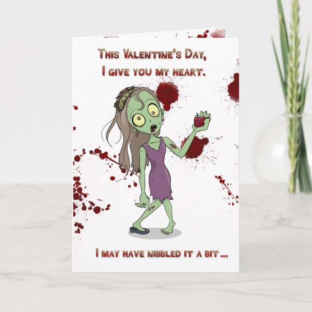 Tarjeta Festiva Zombie Valentine - corazón de nido (Anverso)