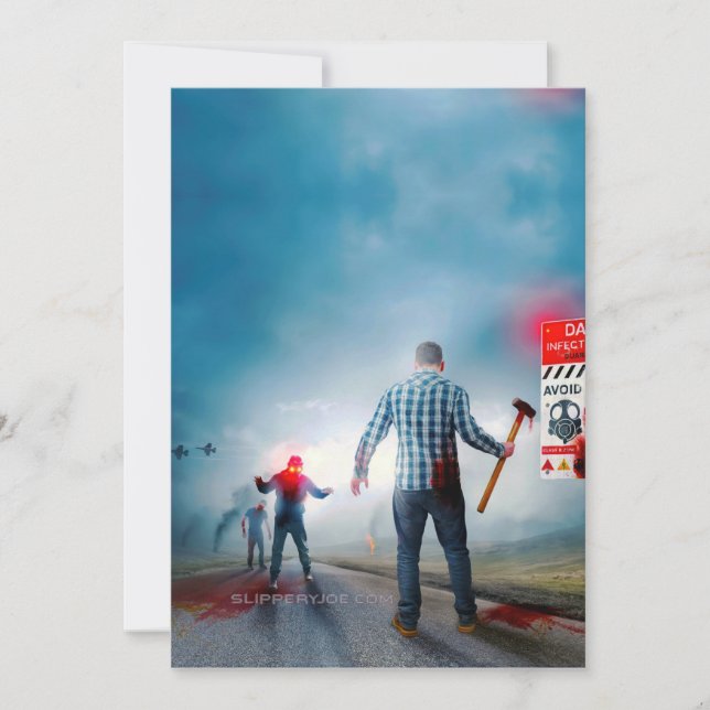 Tarjeta Festiva Zombis de los alegres ojos brillantes de Halloween (Anverso)