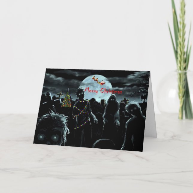 Tarjeta Festiva Zombis que esperan Santa (Anverso)