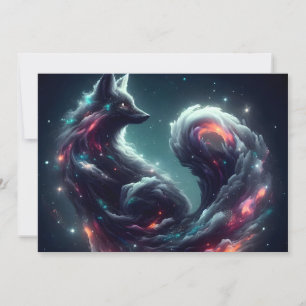 Tarjeta Festiva Zorro Espiritual Fantástico de Luz Estelar Cósmica
