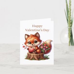 Tarjeta Festiva Zorro lindo de San Valentín para niños agregar men