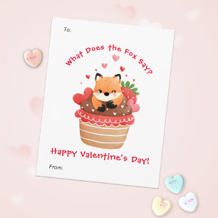Tarjeta Festiva Zorro Lindo en Cupcake Día de San Valentín Persona