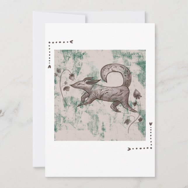 Tarjeta Festiva zorro otoño elegante (Anverso)