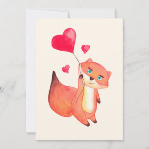 Tarjeta Festiva zorro rojo con corazón