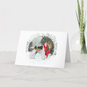 Tarjeta Festiva Zorro Terrier Invierno