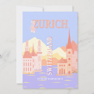 Tarjeta Festiva Zurich Travel Art, Suiza Travel Art