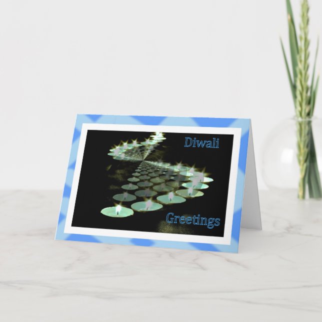 Tarjeta Festival indio de Diwali de la vela del tealight (Anverso)