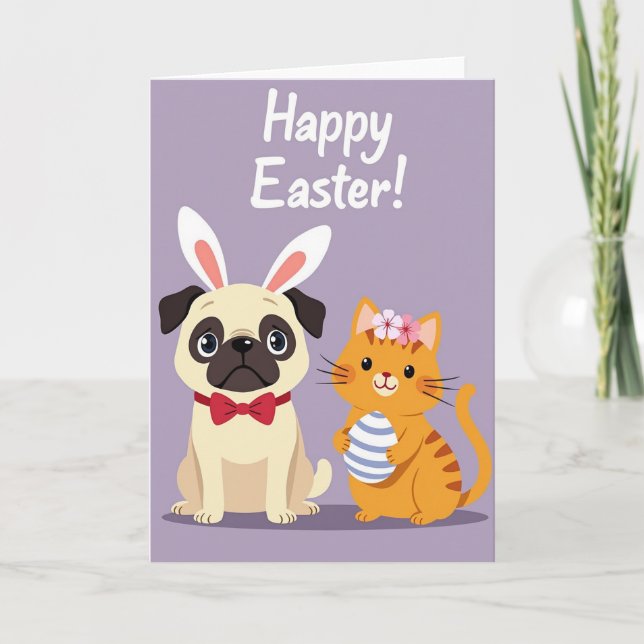 Tarjeta Festive Animal Friends Easter Card (Anverso)