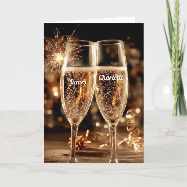 Tarjeta Festive Champagne Celebration Moment (Anverso)