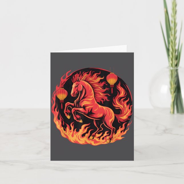 Tarjeta Festive Chinese New Year 2026 Horse Lantern Cultur (Anverso)