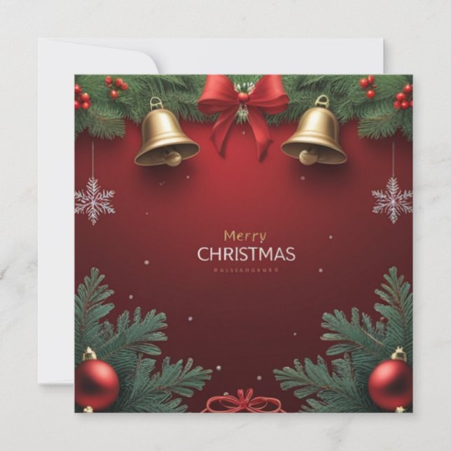 Tarjeta Festive Christmas Bells and Ornaments design  (Anverso)