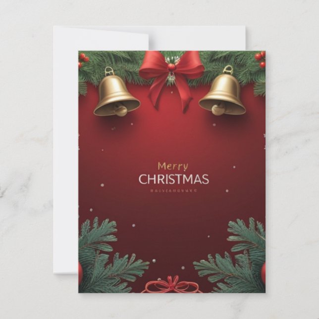 Tarjeta Festive Christmas Bells and Ornaments design  (Anverso)