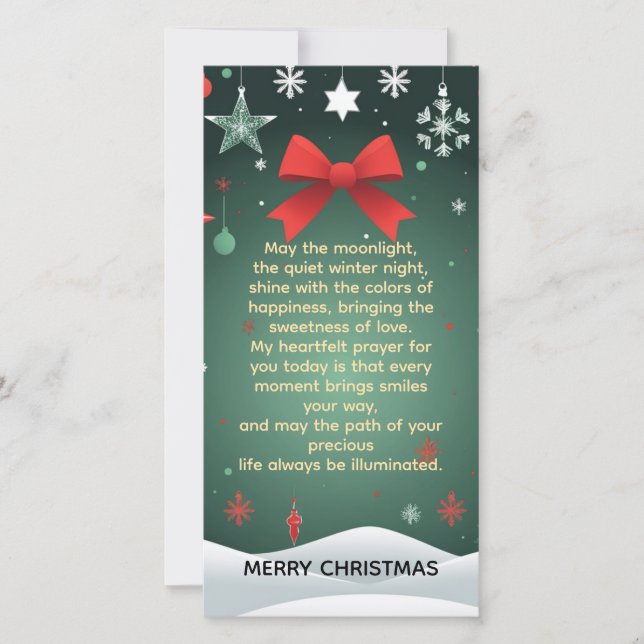 Tarjeta Festive Christmas Red Bow, Snowflakes & Winter  (Anverso)