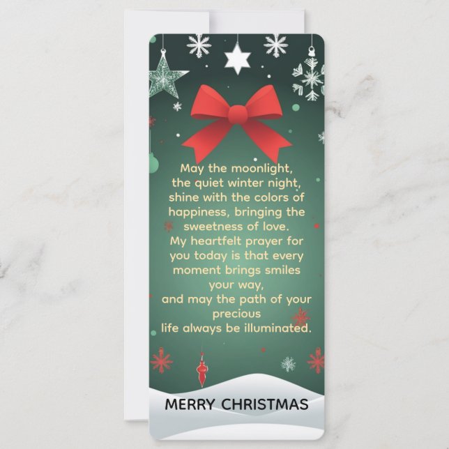 Tarjeta Festive Christmas Red Bow, Snowflakes & Winter  (Anverso)