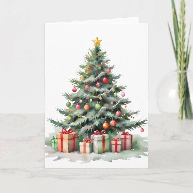 Tarjeta Festive Christmas Tree Card with Gifts – Colorful  (Anverso)