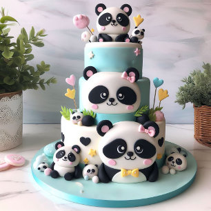 TARJETA FESTIVE DE LOS NIÑOS DE PANDA BLANCA Y NEGRO