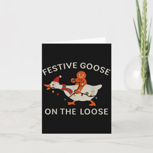 Tarjeta Festive Goose On The Loose Funny Gingerbread Chris (Anverso)