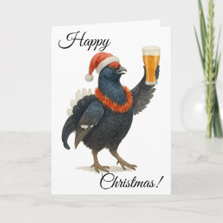 Tarjeta Festive Grouse, Santa Hat & beer Christmas card