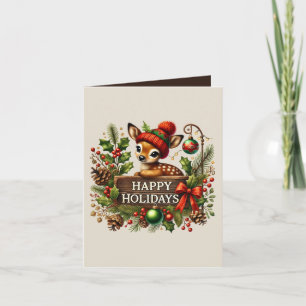 Tarjeta Festive Happy Holidays reno add message