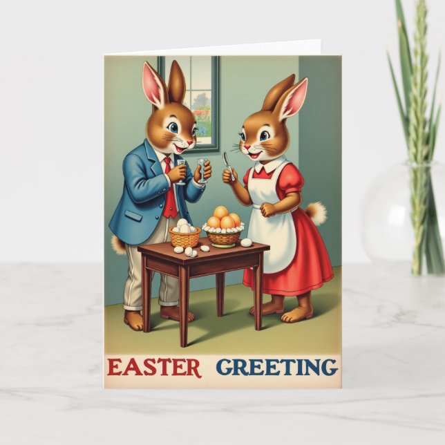 Tarjeta Festive Hare Holiday Egg Card (Anverso)