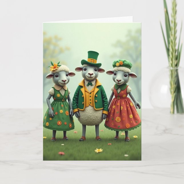 Tarjeta Festive Sheep Springtime Card (Anverso)