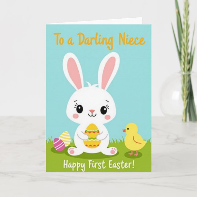 Tarjeta Festive Spring Rabbit Celebration Card (Anverso)