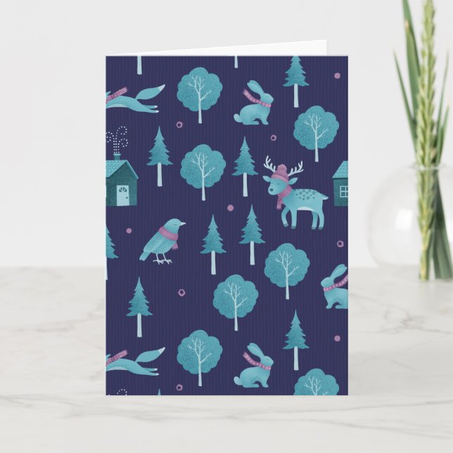 Tarjeta Festive Winter Animals (Anverso)
