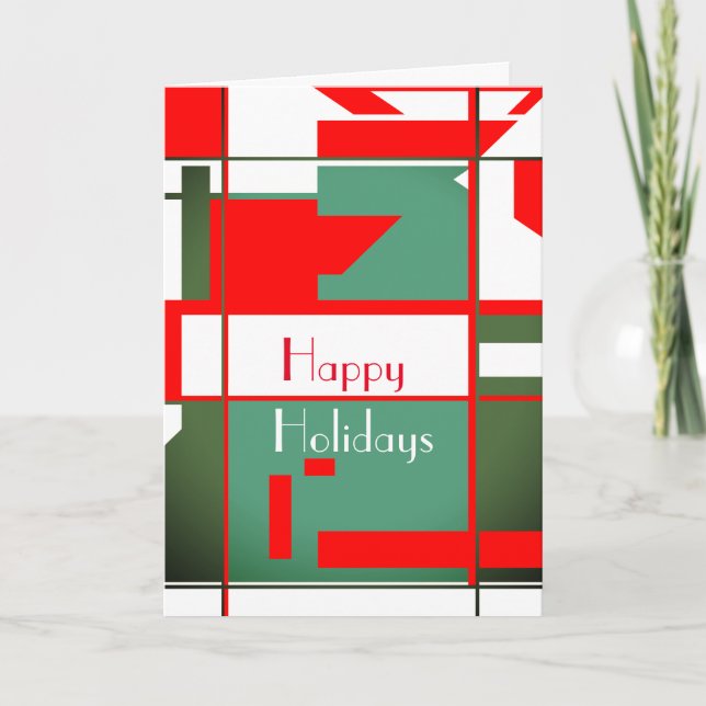 Tarjeta Festividad blanca de tonos verdes rojos modernos d (Anverso)