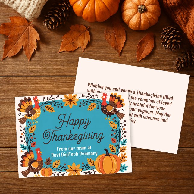 Tarjeta Festividad Caída Turquía y Calabazas Acción de Gra (Subido por el creador)