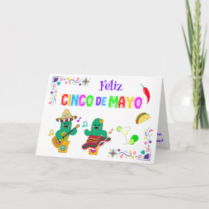 Tarjeta Festividad colorida Cinco de Mayo 2025 Cactus de b