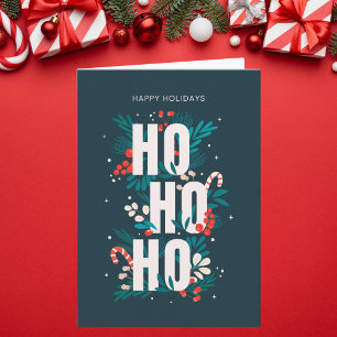 Tarjeta Festividad Dark Green Ho Ho Ho