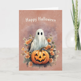Tarjeta Festividad de calabaza fantasma de Halloween