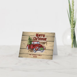 Tarjeta Festividad de camionetas rojas clásicas Navidades