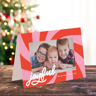 Tarjeta Festividad de fotos rojas de los Navidades retro d